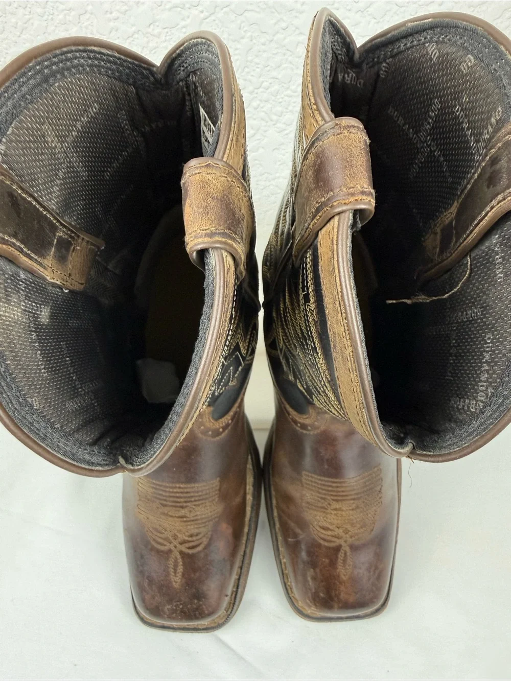 Durango |  Lil' Durango DWBT050 Western Boots | Tan Black Square Toe |Big Kids 4